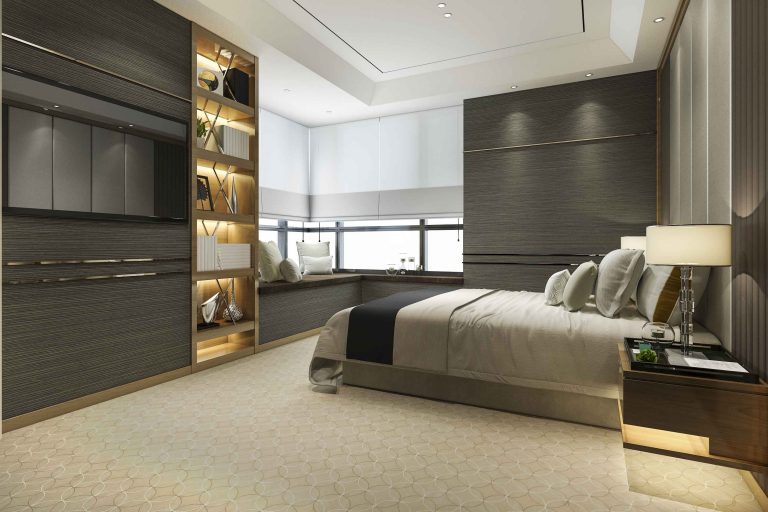 3d-rendering-wood-modern-luxury-bedroom-suite-with-bookshelf-cushion